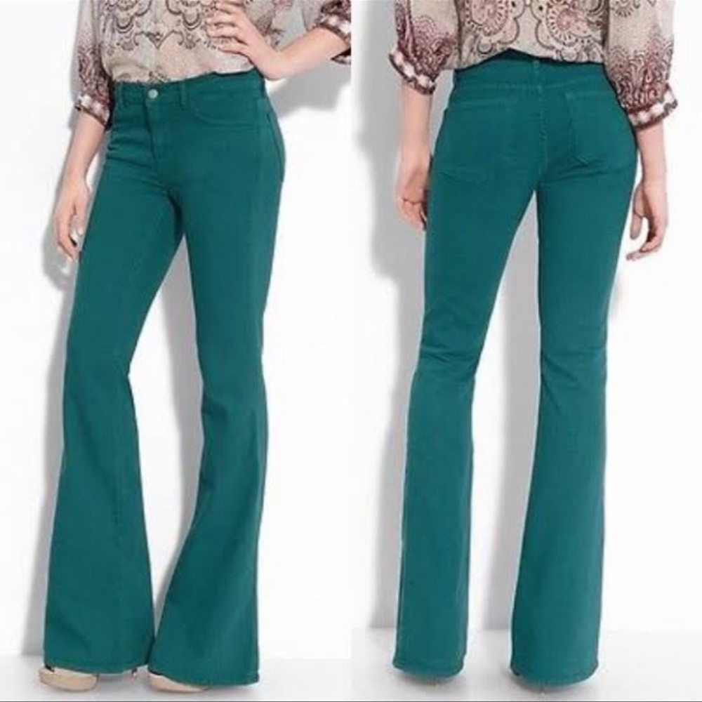 J Brand Bermuda (turquoise) Mid Rise bell bottom flare jeans